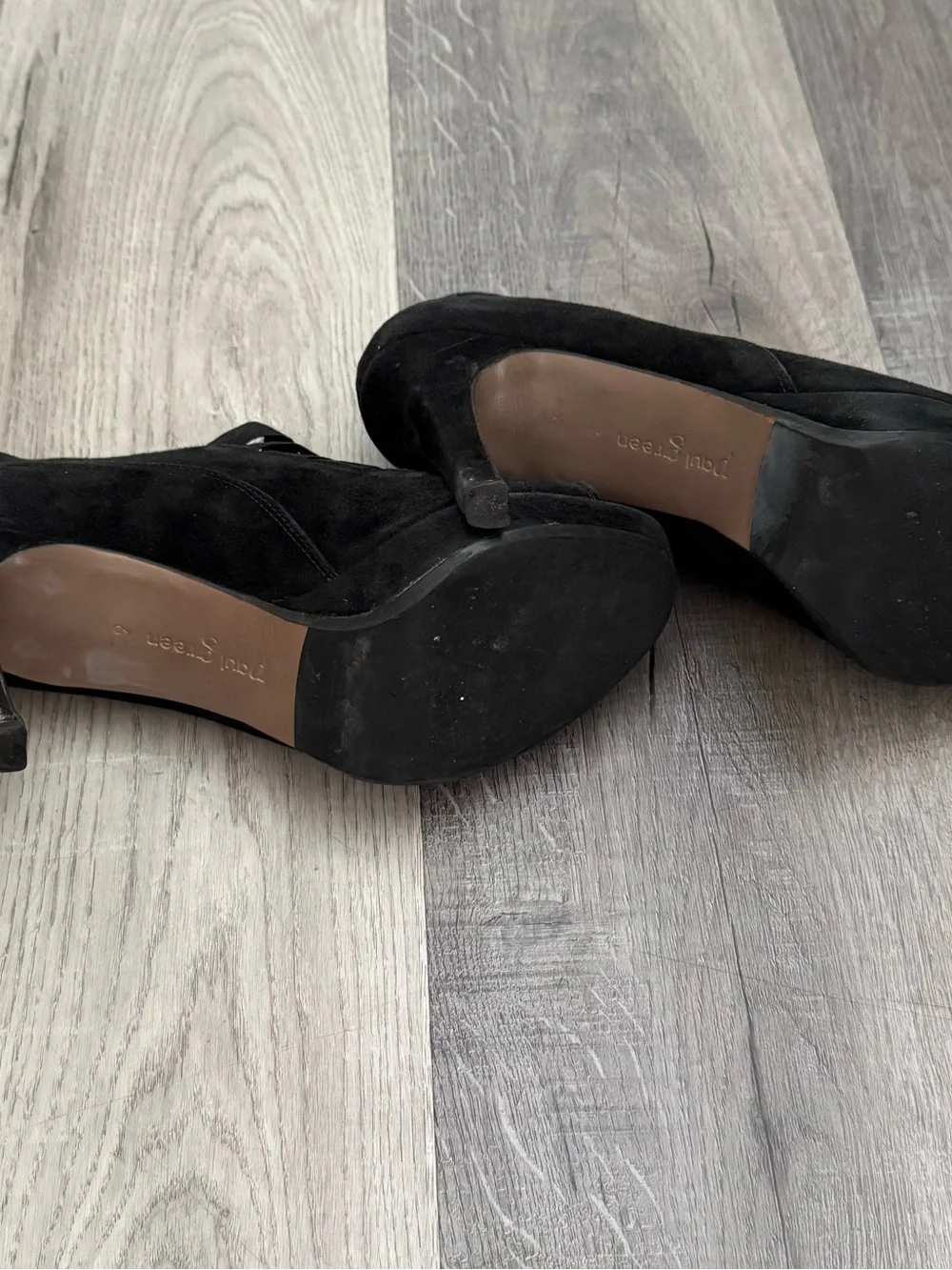 Paul Green Black Suede Strappy High-Heel Pumps Size 9